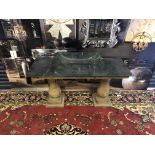 Architectural Rustic Marble Basin Table With Marble Sink Inset Genuine English Reclaimed Timber