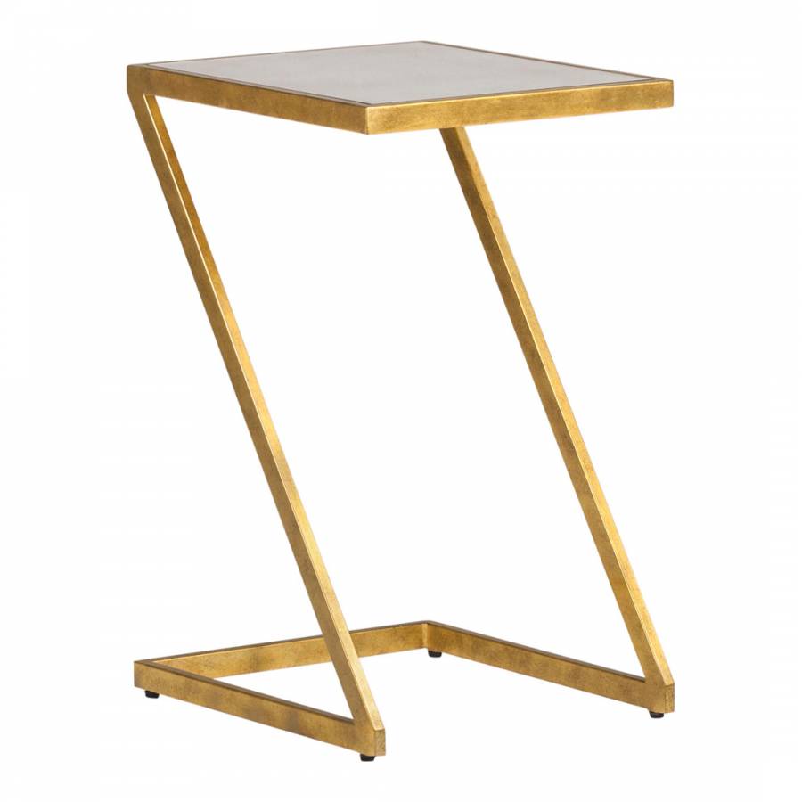 Luxor Side Table The Luxor Range Combines Golden Leaf Metal Frames With Antiqued Glass Shelves Every - Image 2 of 3