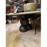 Cravt Oriignal Dining Table - Sphere Table Top White Cracked Mother Of Pearl And Leg Medium Brown