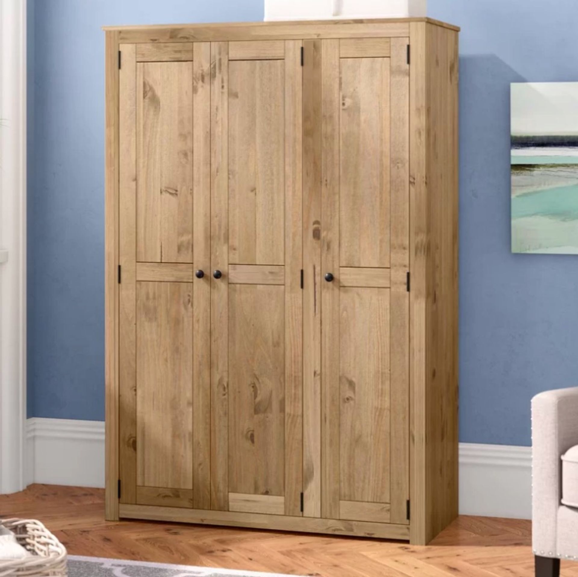 Traditional Wardrobe A Three Door Sturdy Wood Pleasant Design Wardrobe With Internal Rail And