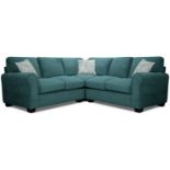 Knightsbridge Upholstered Teal Corner Sofa upholstered in soft textured chenille with a fibre