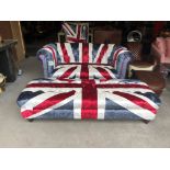 Suede Union Jack Footstool A Remarkable And Quintessentially British Bold, Original Design