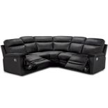 Leather Black Corner Recling Sofa Suite Sink, sprawl and stretch out, on this recliner corner