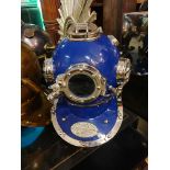 Reproduction Anchor Engineering 1921 Scuba Diving Marine Divers Helmet Deep Sea Chrome Blue Finish