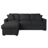 Black Fabric Left Hand Facing Sofa / Sofabed Smart lines, simple styling and handy storage space are