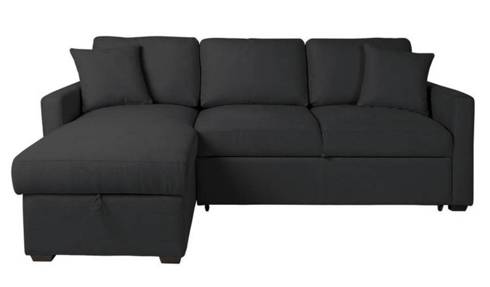 Black Fabric Left Hand Facing Sofa / Sofabed Smart lines, simple styling and handy storage space are