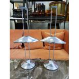 A Pair Of Regina Mesa Halogen Table Lamps Designed By Jorge Pensi For B-Lux Made Of Chromed Steel