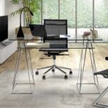 Bold Glass Desk Bold Design Sleek, Modern Writing Desk In Glass With Its Metal Frame This Doubles Up