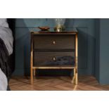 Gold 2 Drawer Bedside Table Glamourous & Sophisticated Two Drawer Bedside Cabinet Features Gold