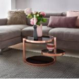 Florida Coffee Table Rose Gold metal and glass circular coffee or side table looks great in modern