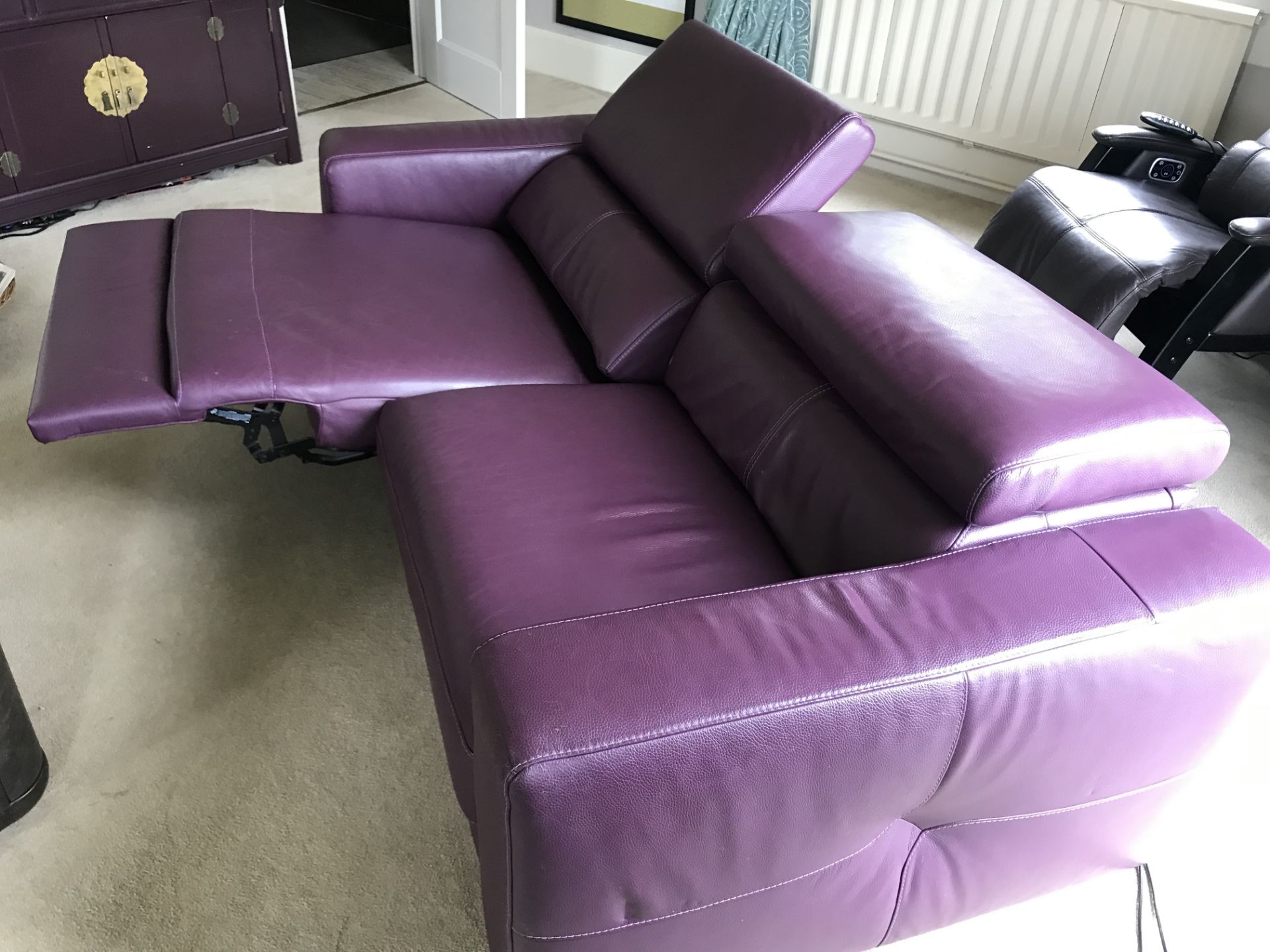 ROM Themis Modular Sofa Purple Belgian Leather Recliners With A Simplistic Yet Sophisticated Form, - Image 7 of 9