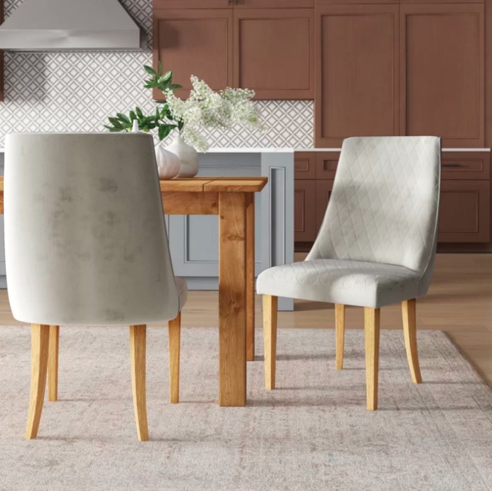 Chester dining chair Set of 2 silver upholstered solid wood dining chairs modern and stylish 96cm
