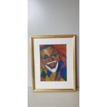 Framed Drawing Prague Clown Pastel 52 x 41cm