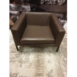 Brown Leather Square Tub Chair 82 X 60 X 62