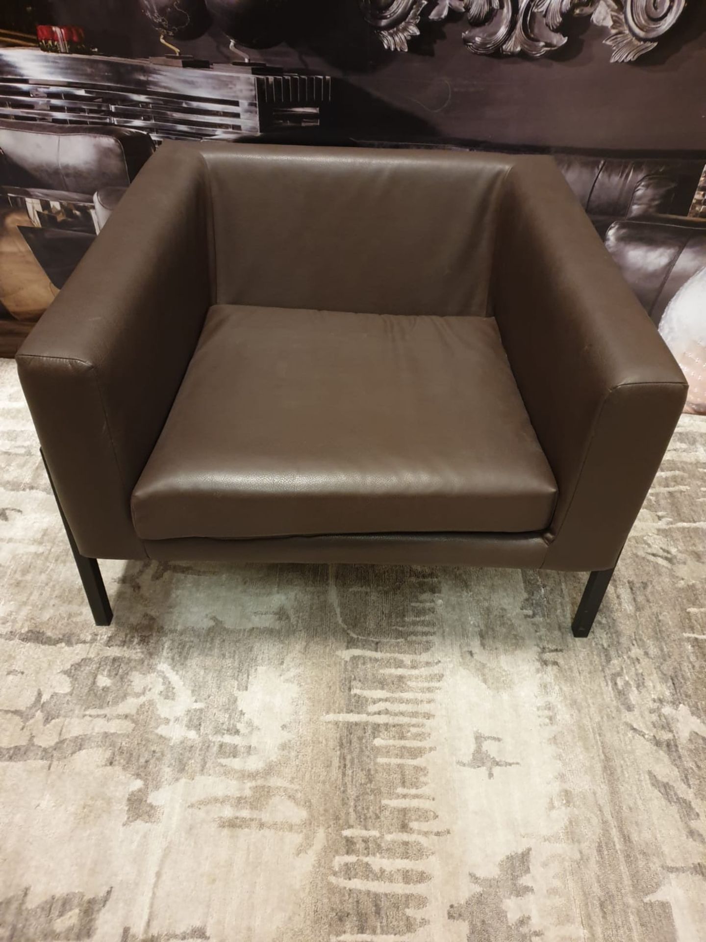 Brown Leather Square Tub Chair 82 X 60 X 62