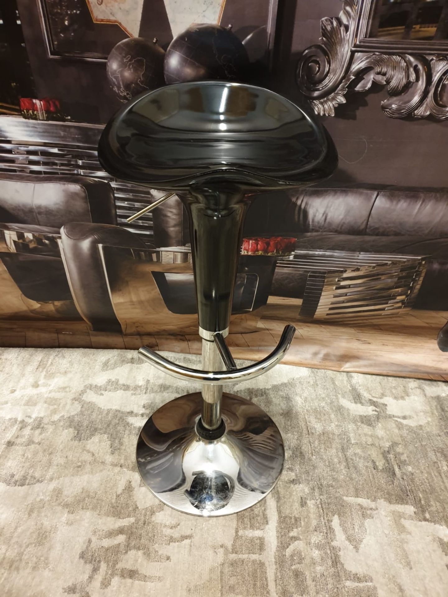 Black And Chrome Low Level Swivel Stool 39 X 28 X 86