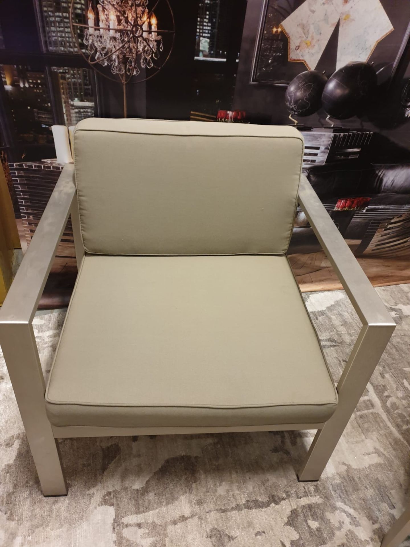 Brushed Steel Patio Set Comprises 2 Seater Sofa With Grey Cushions. (138 70 X 80) And 2 X Arm Chairs - Image 3 of 3