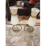 2 X Brass And Black Lamps Hooped Brass Base With Cream Shade 84cm