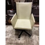 Cream Leather Adjustable Height Chair 56 X 47 X 100