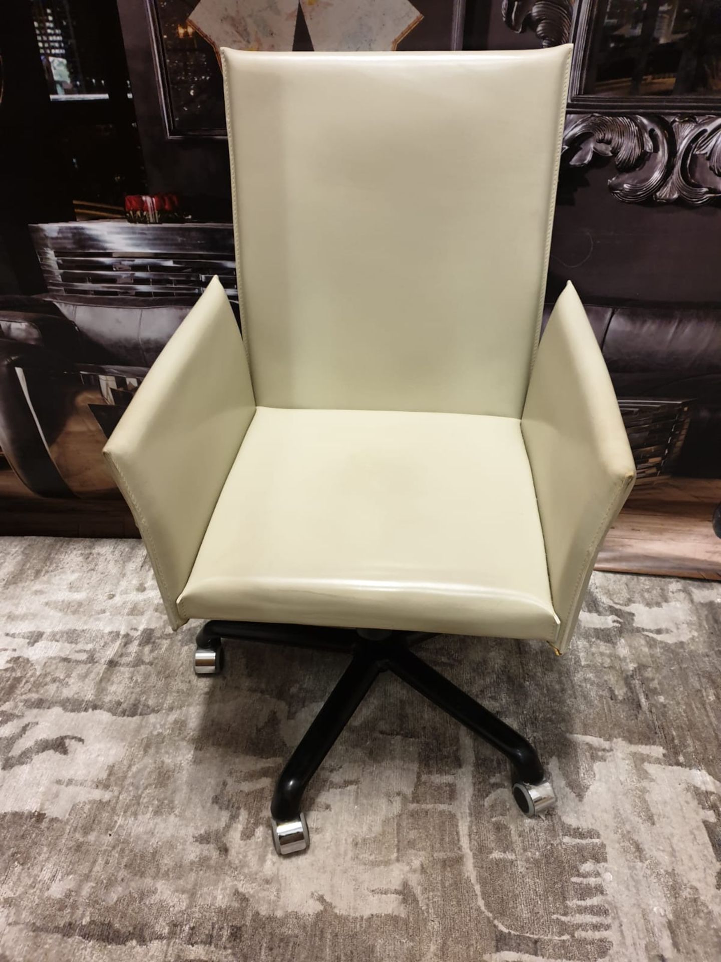 Cream Leather Adjustable Height Chair 56 X 47 X 100