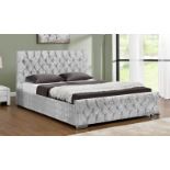 Cube Upholstered Ottoman Bed Frame Velvet Silver Upholstered Fantastic Contemporary Cube-Design