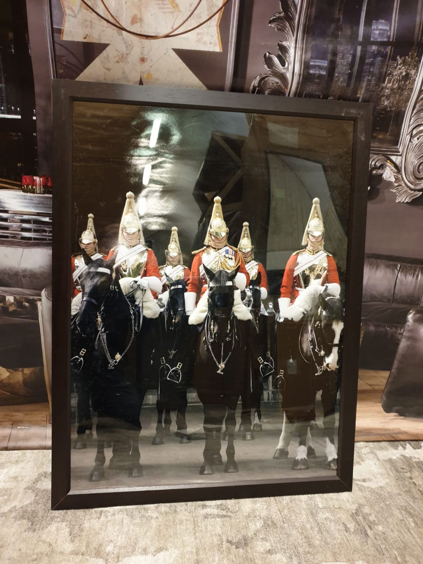 Changing Of The Guard Horse Framed Art Print In Dark Wooden Frame 80 X 106cm