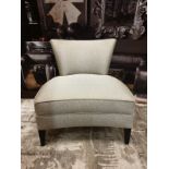 Grey Speckled Curved Wide Seat Wing Chair With Dark Wooden Legs 75 X 52 X 80
