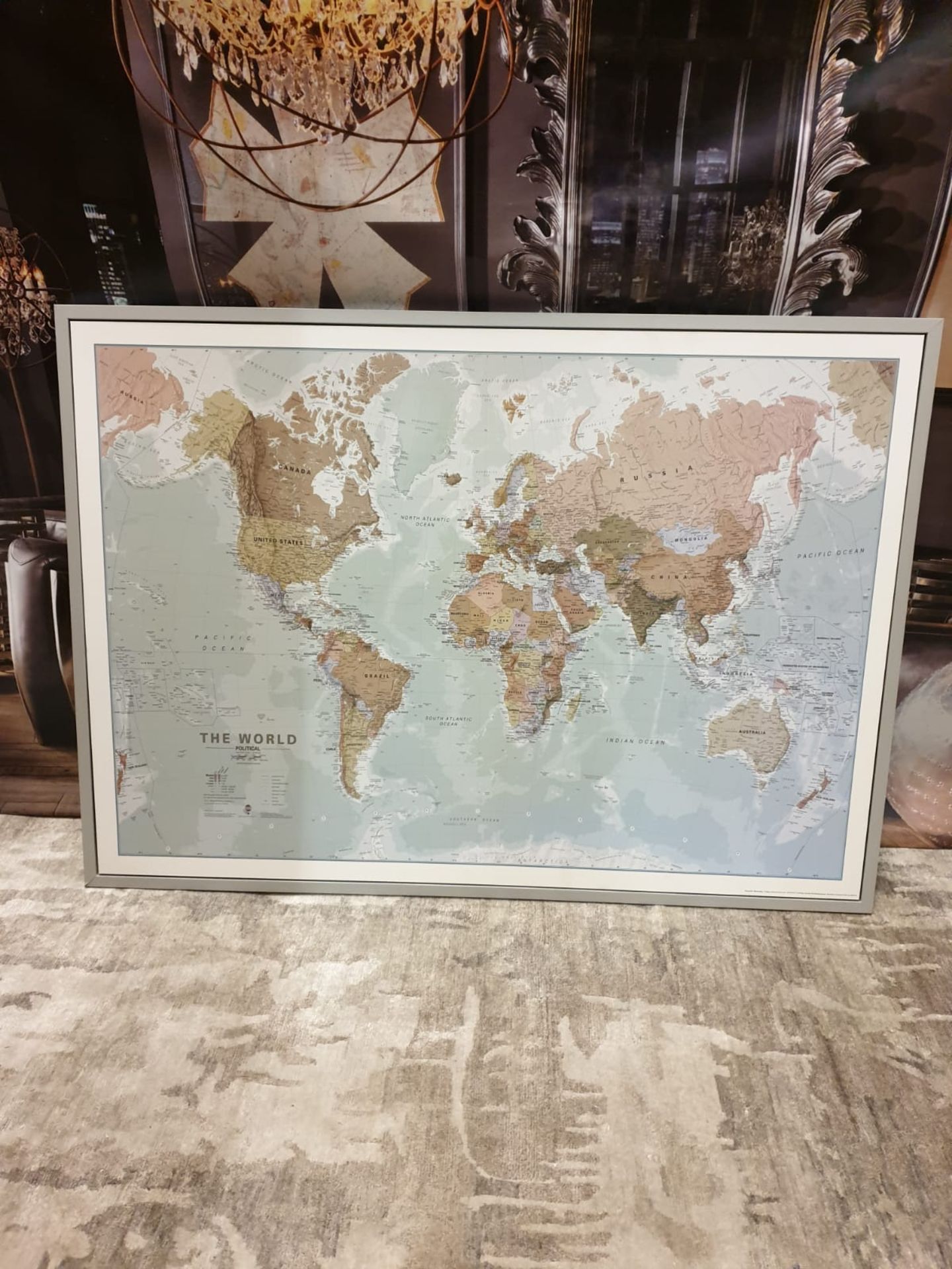 Executive World Map Framed Wall Art 140 X 100cm