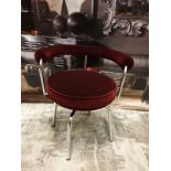 Dark Velvet Red With Chrome Swivel Framed Chair 48 X 52 X 72