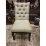 2 X Cream Upholstered Button Back Studded Chair With Chrome Back Motif 50 X 44 X 97