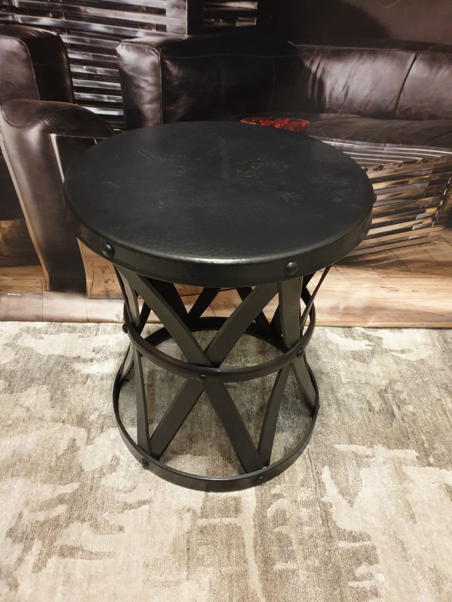 Black Metal Round Side Table 43 X 52