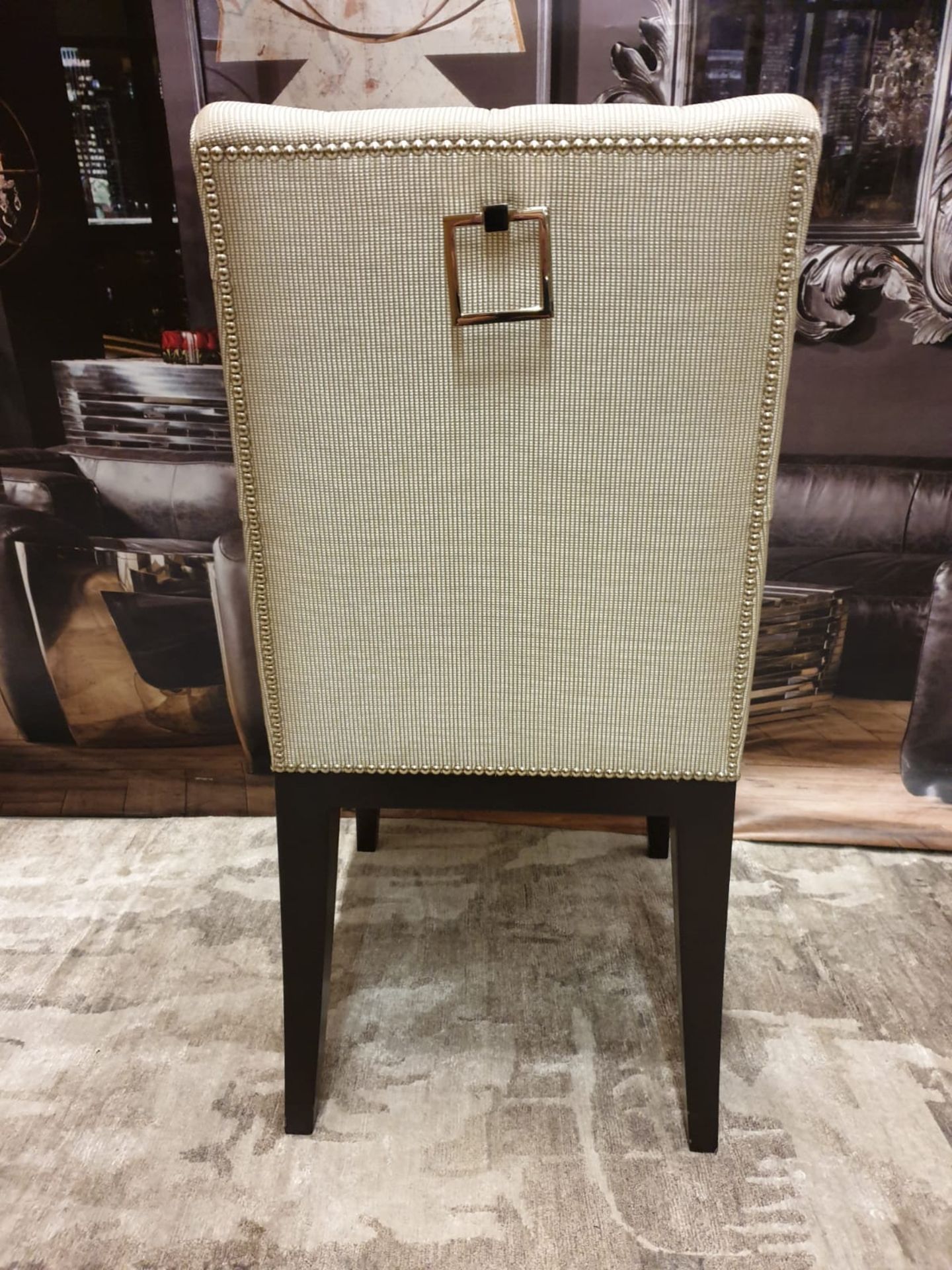 2 X Cream Upholstered Button Back Studded Chair With Chrome Back Motif 50 X 44 X 97 - Image 2 of 2