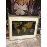 Black And Gold Map Of The World Framed Art Print 113 X 94cm
