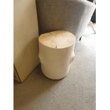 Bleu Nature Logglove Occasional Table/Stool Resinous Wood With White Pebble Leather 32 x 37 x 45cm