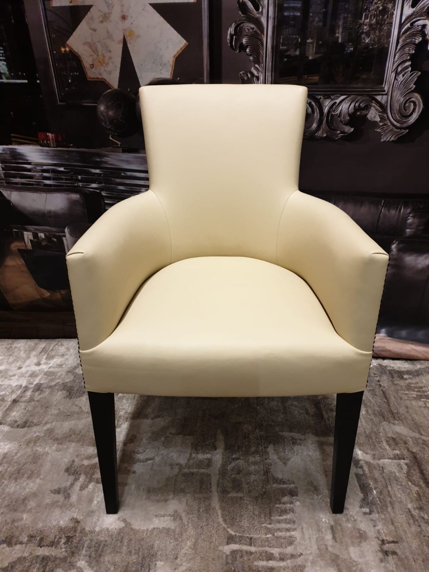 Cream Studded Curved Armchair 58 X 50 X 94