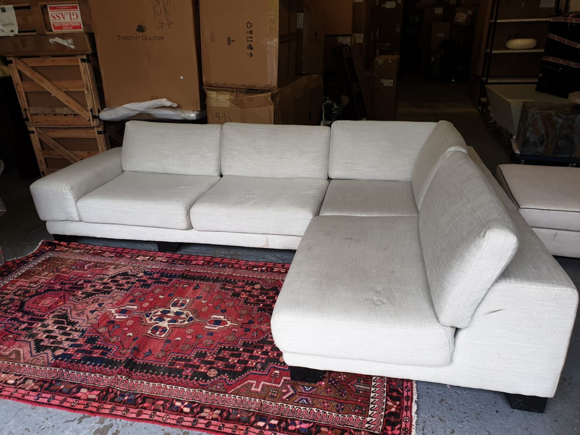 L Shaped Cream Sofa 3000 X 2140 X 600mm Soiled And Marked