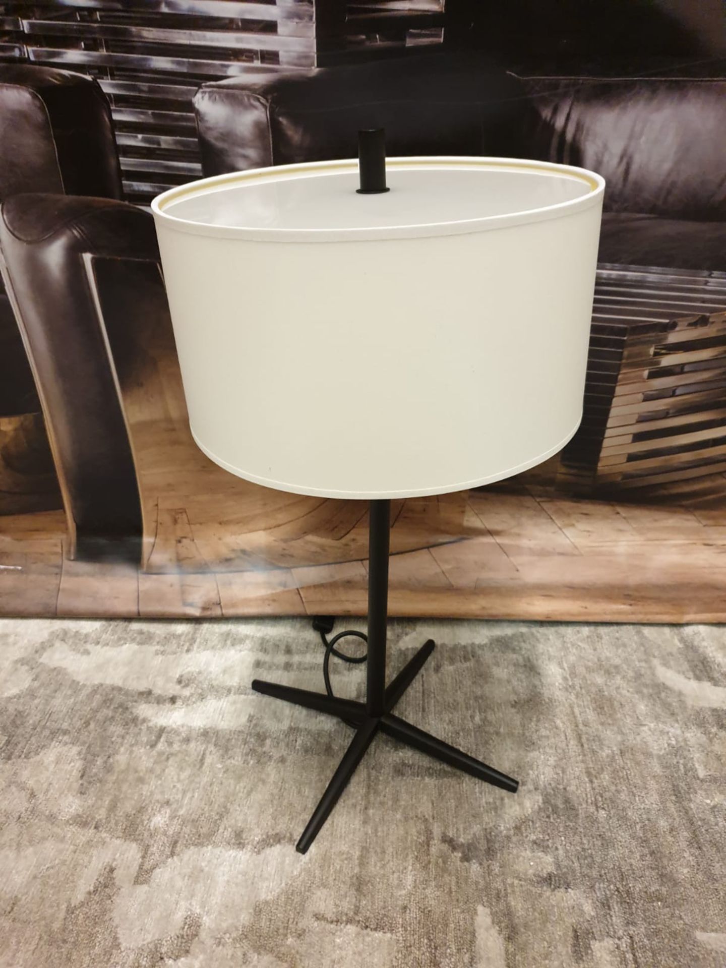 Table Lamp Black Body With Cream Shade 57cm