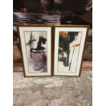 A Pair O Framed Abstract Wall Art 38 X 68cm