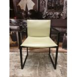 6 X Cassina Metal Armchair Leather Beige With Black Metal Frame. 56 X 76 X 45