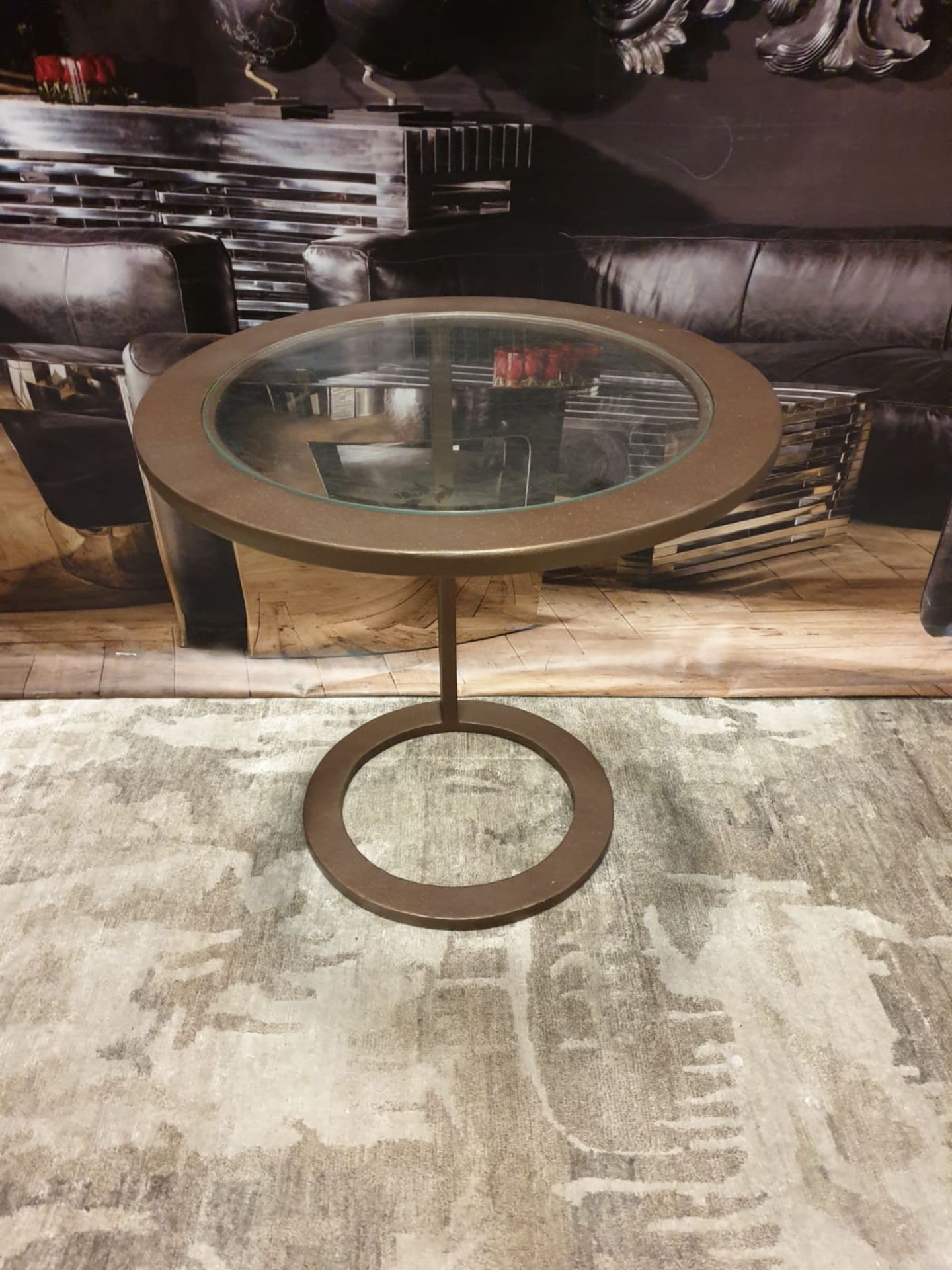 2 X Bronzed Side Table Glass Top 50 X 50 X 60