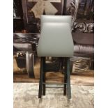 Pierre Frey Grey Leather Chair With Black Wooden Folding Frame 43 X 40 X 87