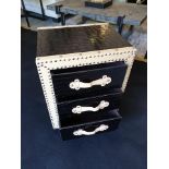 3 Drawer Bedside Table The Perfect Size For A Bedside Or End Table Metal Studding Detail To The