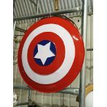 Marvel Legends Captain America Shield 24 inches in diameter and features two adjustable straps, in