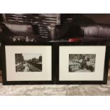 A Pair Of Black And White Framed Wall Art Dockyard Scenes 58 X 48cm