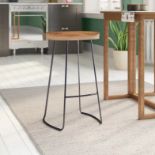 Oak 70cm Bar Stool Solid Oak 70cm Barstool With Metal Structure Base 72cm H x 44cm W x 37cm D