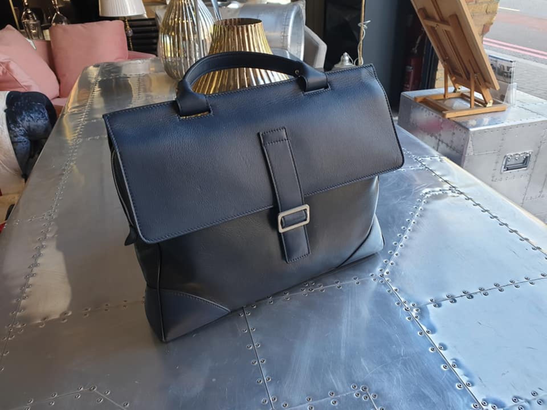 Mark Guisti Milano Briefcase Navy & Black The Milano Leather Briefcase Is A Practical And Stylish