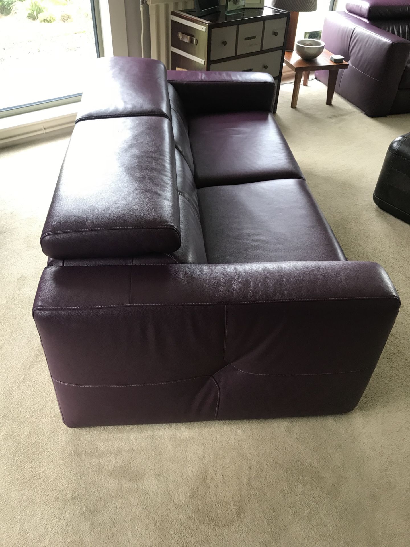 ROM Themis Modular Sofa Purple Belgian Leather Recliners With A Simplistic Yet Sophisticated Form,