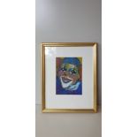 Framed Drawing Prague Clown Pastel 34 x 43cm