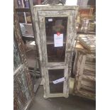 Solid Wood and glass Cabinet, made from recycled and mango wood, old distresed in the grey wash