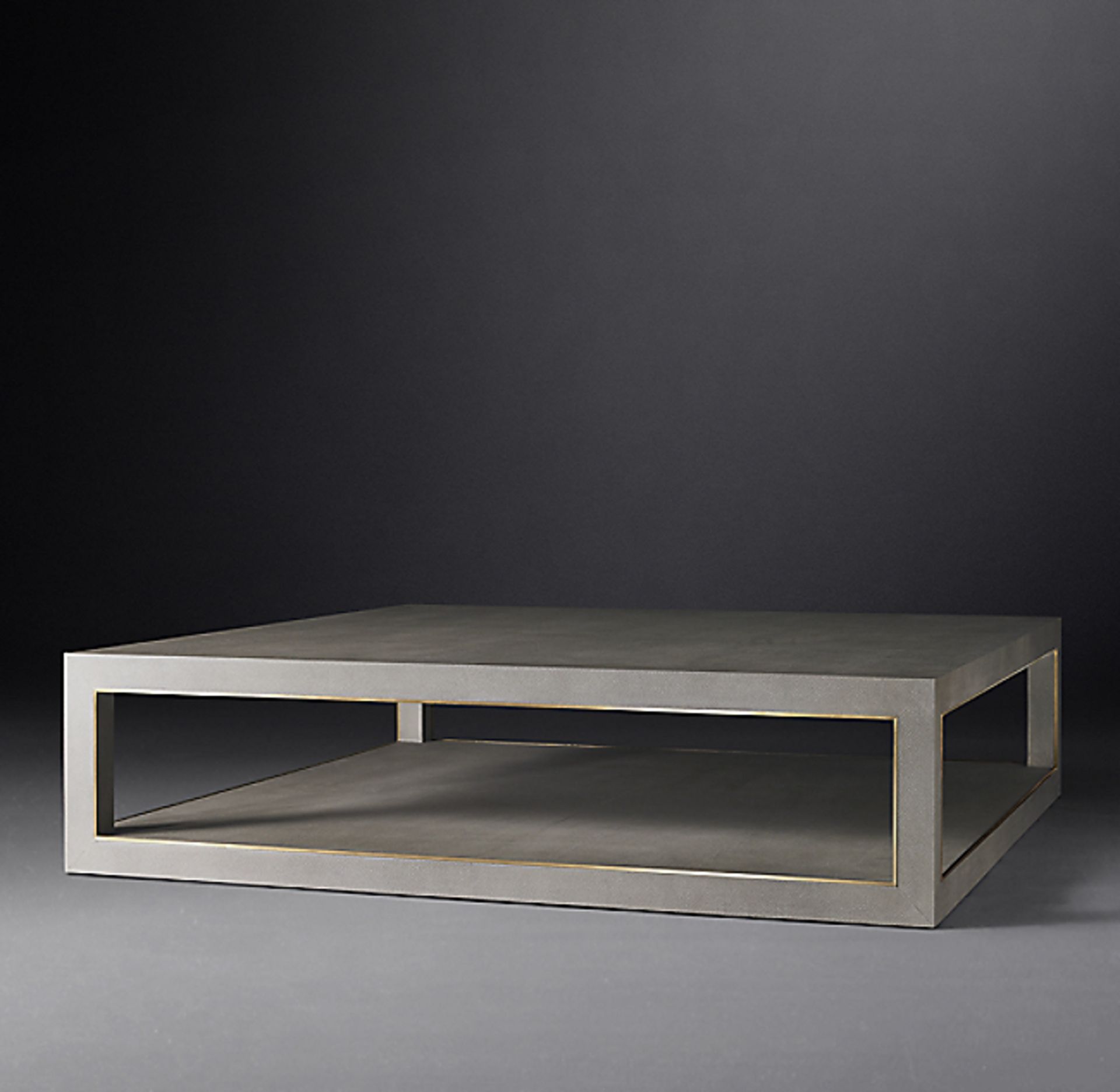 Cela Grey Shagreen Square Coffee Table Crafted Of Shagreen-Embossed Leather With The Texture Pattern